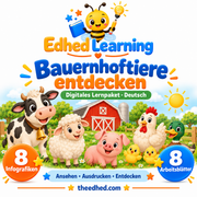 Edhed Learning Lernpaket Bauernhoftiere entdecken mit 8 Infografiken und 8 Arbeitsblättern