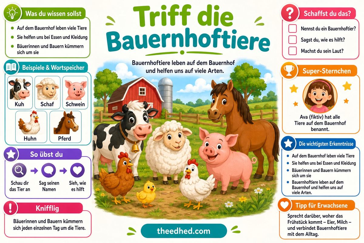 Infografik 1 aus dem Lernpaket Bauernhoftiere entdecken – Edhed Learning