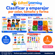 Curso en español para clasificar y emparejar por color, tamaño y forma