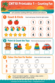 Counting Fun printable worksheet for ages 3 to 5