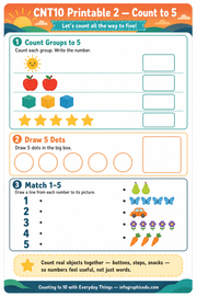 Count to 5 printable counting worksheet for ages 3 to 5