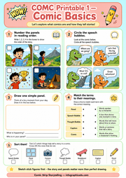 Comic Basics printable worksheet for kids - Comic Strip Storytelling course