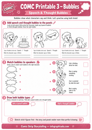 Panels and Order printable worksheet for kids - Comic Strip Storytelling course