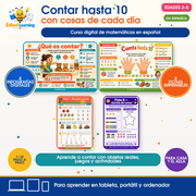 Portada del curso Contar hasta 10 con cosas de cada día, con 8 infografías y 8 fichas imprimibles