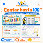 Portada de Contar hasta 100 con 8 infografías digitales y 8 fichas imprimibles en español