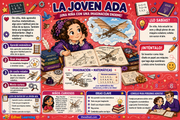Infografía educativa sobre la joven Ada Lovelace, las matemáticas y su imaginación inventiva