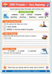 Grade 1 Printable 01 preview included in the Grades 1–5 Creative Writing Mastery BUNDLE