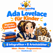 Ada Lovelace für Kinder – 8 Infografiken + 8 Arbeitsblätter – Edhed Learning