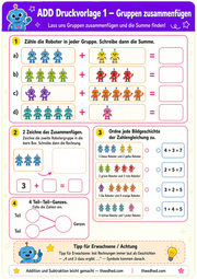 Arbeitsblatt „Gruppen zusammenfuegen“ aus dem Kurs Addition und Subtraktion leicht gemacht