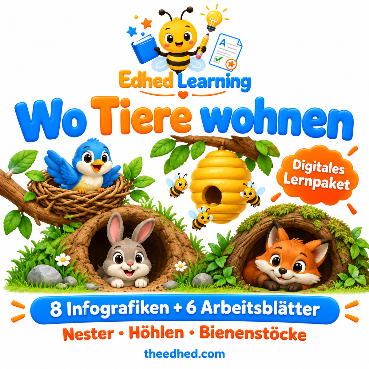 Wo Tiere wohnen – 8 Infografiken + 6 Arbeitsblätter – Edhed Learning