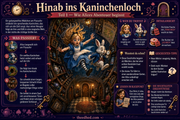 Infografik „Hinab ins Kaninchenloch“ aus dem Kurs Alice im Wunderland: Lernkurs für Kinder