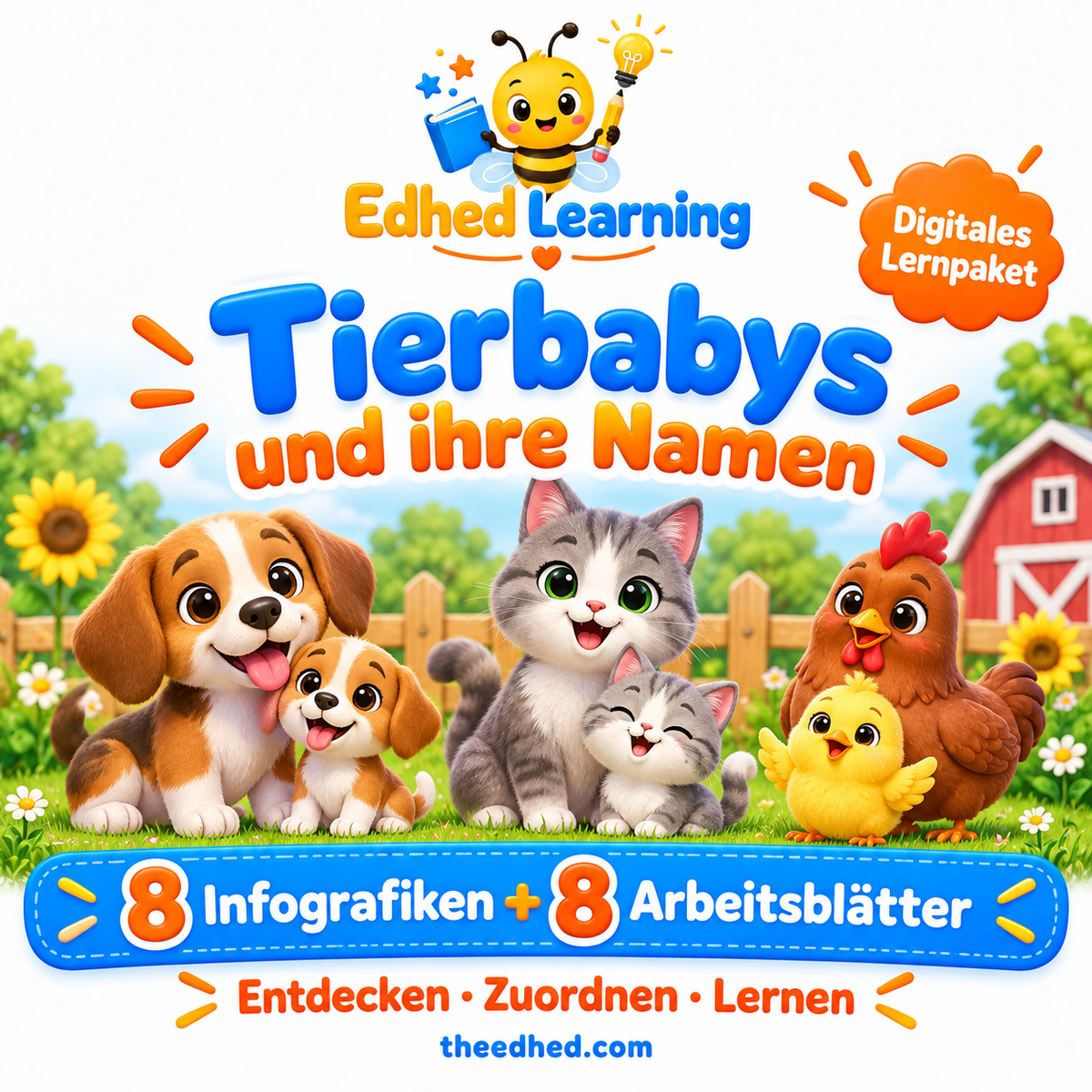Tierbabys und ihre Namen – 8 Infografiken + 8 Arbeitsblätter – Edhed Learning
