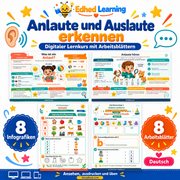 Anlaute und Auslaute erkennen: Edhed Learning Titelbild mit vier Materialvorschauen