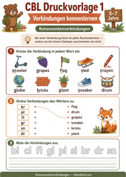 Arbeitsblatt „Verbindungen kennenlernen“ aus dem Kurs Konsonantenverbindungen: bl, str und tr