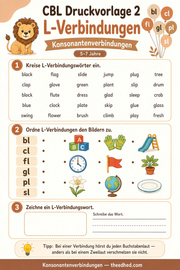 Arbeitsblatt „L Verbindungen“ aus dem Kurs Konsonantenverbindungen: bl, str und tr