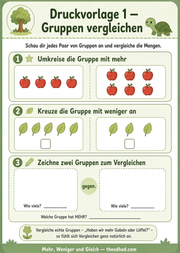 Arbeitsblatt „Gruppen vergleichen“ aus dem Kurs Mehr, weniger und gleich