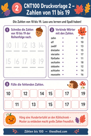 Arbeitsblatt „Zahlen von 11 bis 19“ aus dem Kurs Zählen bis 100