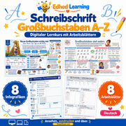 Schreibschrift-Großbuchstaben A–Z: Edhed Learning Titelbild mit vier Materialvorschauen