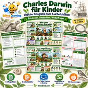Charles Darwin für Kinder: deutscher Digitalkurs mit acht Infografiken und acht Arbeitsblättern für 8 bis 11 Jahre
