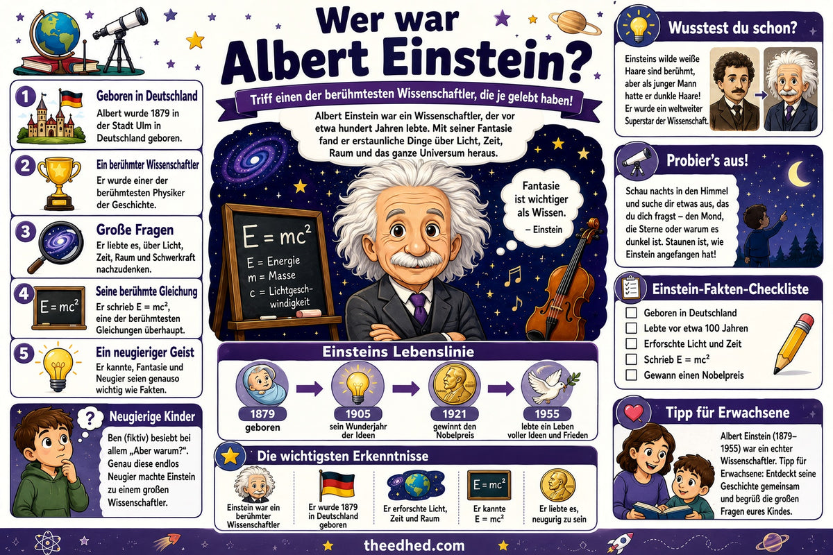 Albert Einstein für Kinder – Infografik 1 aus dem Lernpaket von Edhed Learning