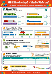 Arbeitsblatt „Wie viele Wuerfel lang“ aus dem Kurs Zählen und Messen leicht gemacht