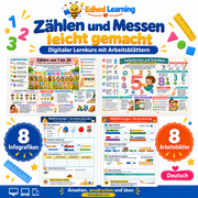 Zählen und Messen leicht gemacht: Edhed Learning Titelbild mit vier Materialvorschauen