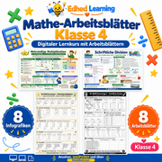 Mathe-Arbeitsblätter Klasse 4: Edhed Learning Titelbild mit vier Materialvorschauen
