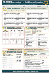 Arbeitsblatt „Verhaeltnis und Proportion“ aus dem Kurs Mathe-Arbeitsblätter Klasse 6