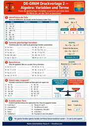 Arbeitsblatt „Algebra Variablen und Terme“ aus dem Kurs Mathe-Arbeitsblätter Klasse 6