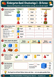 Arbeitsblatt „3D Formen“ aus dem Kurs Mathe im Kindergarten: Arbeitsblätter Band 2