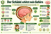 Deutsche Infografik: Der Schädel schützt mein Gehirn