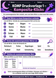 Arbeitsblatt „Komposita Klicks“ aus dem Kurs Zusammengesetzte Wörter bauen