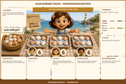 Infografik „Gleichmaessig teilen Divisionsgeschichten“ aus dem Kurs Textaufgaben Klasse 2