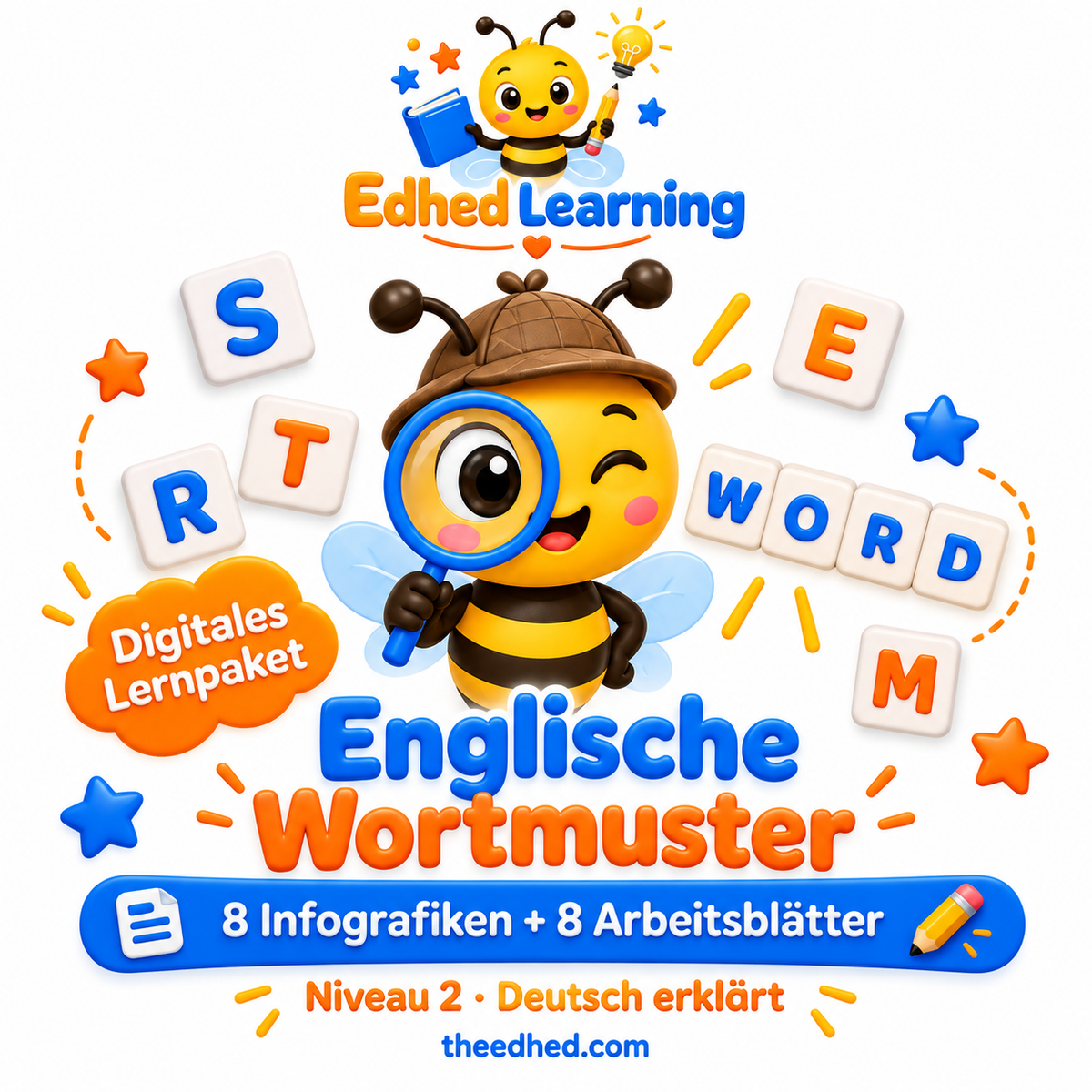 Englische Wortmuster – 8 Infografiken + 8 Arbeitsblätter – Edhed Learning