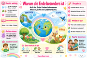 Infografik 2: Warum die Erde besonders ist – Lebensbedingungen auf Deutsch erklärt