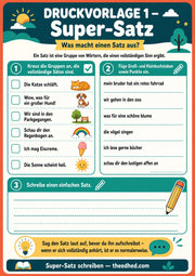 Arbeitsblatt: Was macht einen Satz aus – Sätze schreiben lernen von Edhed Learning