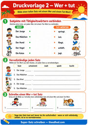 Arbeitsblatt: Wer plus tut – Sätze schreiben lernen von Edhed Learning