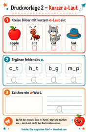Arbeitsblatt: Kurzer a Laut – Englische Vokale entdecken von Edhed Learning