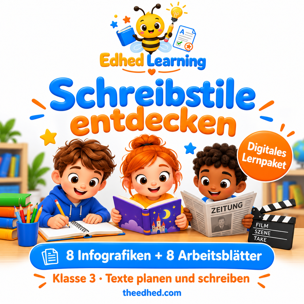 Schreibstile entdecken – 8 Infografiken + 8 Arbeitsblätter – Edhed Learning