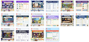Grid of various educational web pages on a white background