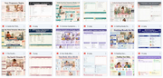Grid of various webpage screenshots with different layouts and content.