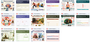 Grid of multiple web pages on anxiety topics with various images and text.