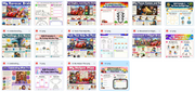 Grid of various educational web pages for children on a white background