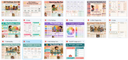 Collection of educational posters on emotions and feelings displayed in a grid.