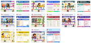 Grid of educational children's apps with colorful interfaces and cartoon characters.