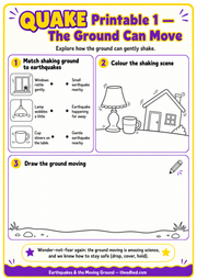 The Ground Can Move matching colouring and drawing printable worksheet