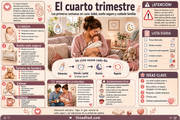 Infografía en español El cuarto trimestre sobre el bebé, sueño seguro y cuidado familiar