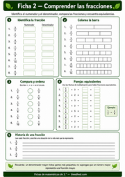 Ficha imprimible para comprender las fracciones en 3.º de Primaria