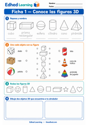 Ficha imprimible en español para conocer las figuras 3D