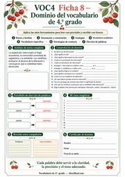 Ficha A4 de dominio del vocabulario de 4.º grado